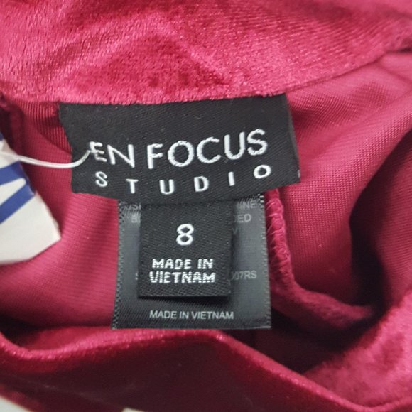 New Women's En Focus Studio Velvet Dress Burgundy Size 8 - Picture 7 of 7